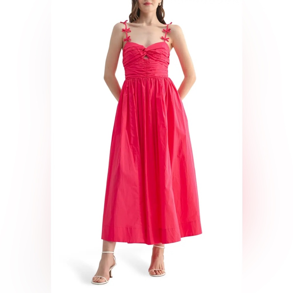 LUSH Bow Strap Twist Cotton Dress